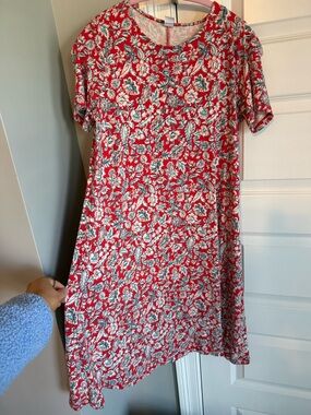 Old Navy Red Floral Midi Dress Medium Tall